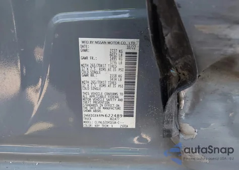 2023 Nissan Frontier Pro-4X 4X4 z USA, uszkodzony, nr VIN 1N6ED1EK4PN622489